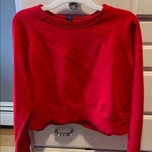 Red cropped sweat shirt